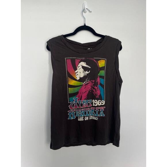 Chaser Jimi Hendrix Graphic Tank Top Womens Large Brown Retro 1969 Sleeveless - Picture 1 of 6